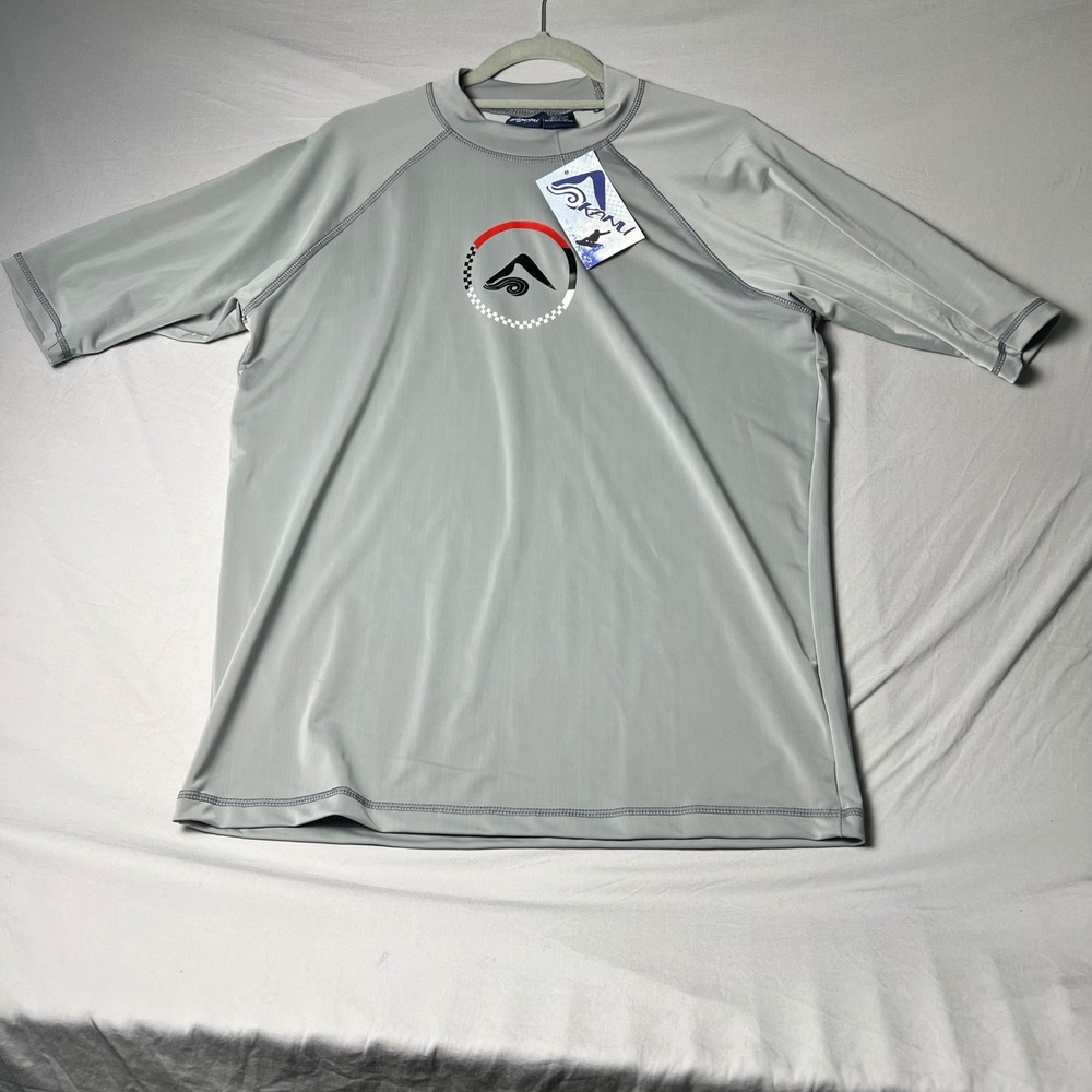 Kanu Surf Mens Haywire Rashguard Light Grey Short Sleeve Swim Shirt XL 5479